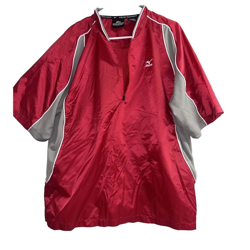Mizuno Teamwear Mens Activewear Shirt Sz XL Red Windbreaker Baseball